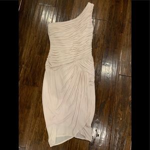 BCBGMaxaria one shoulder cream colored dress